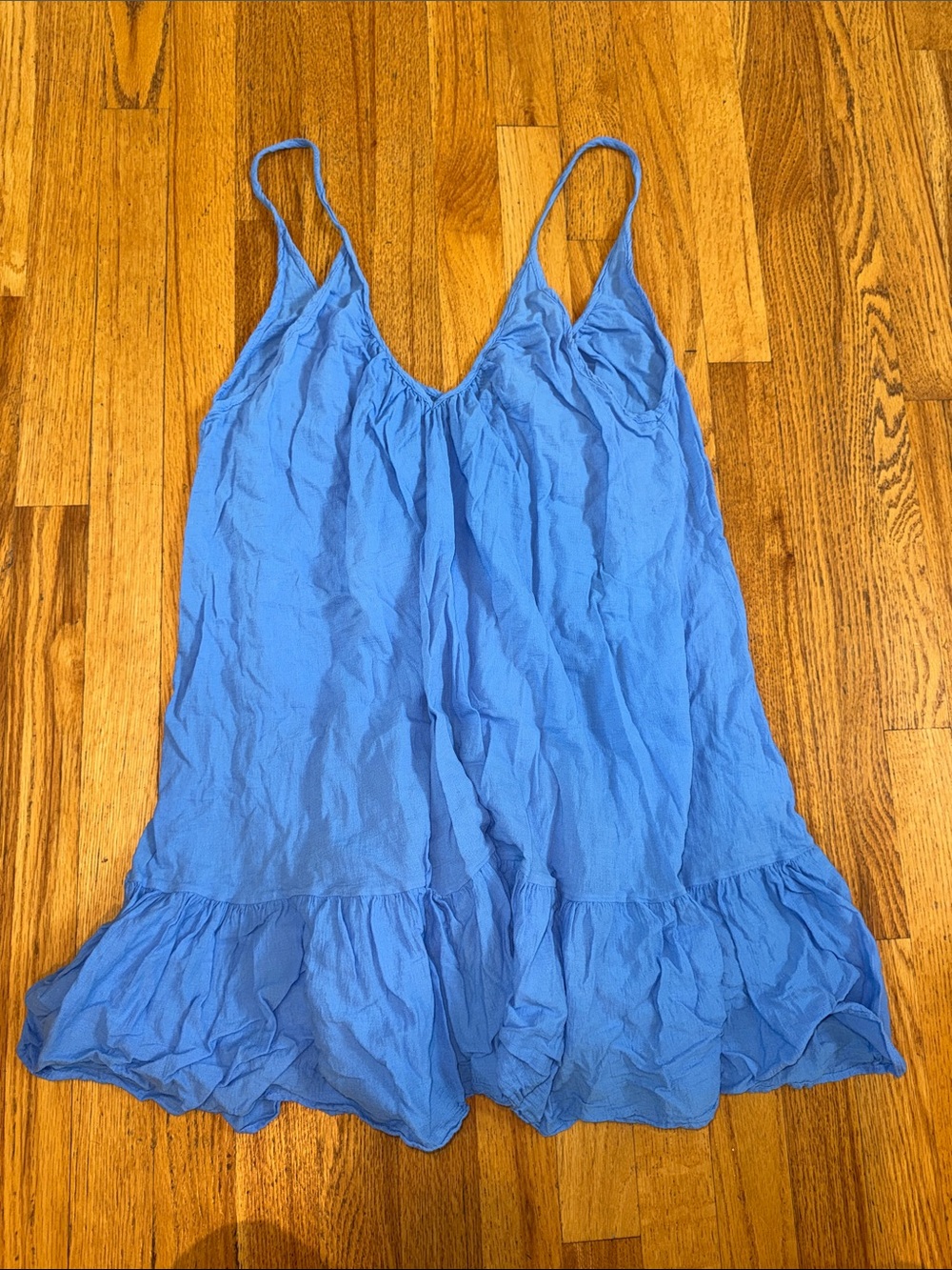 9 Seed Blue Spaghetti Strap Ruffle Hem Slip Dress Women’s One Size
